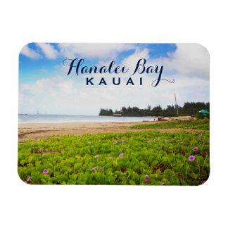 Hanalei Bay, Kauai Hawaii Beach Flowers Magnet