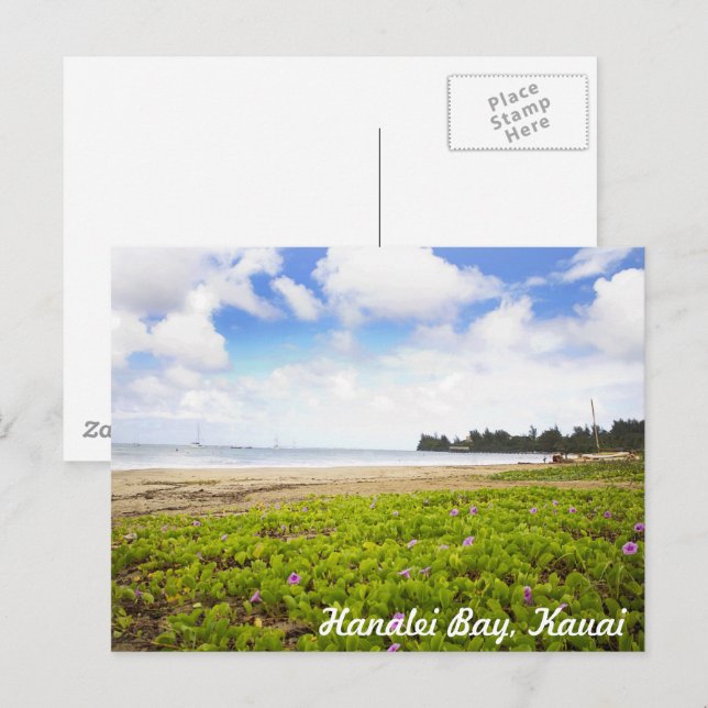 Hanalei Bay, Kauai Hawaii Tropical Beach Scene Postcard (Front/Back)
