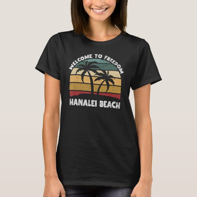 Hanalei Beach Welcome to Summer Hawaii Tropical T-Shirt (Front)