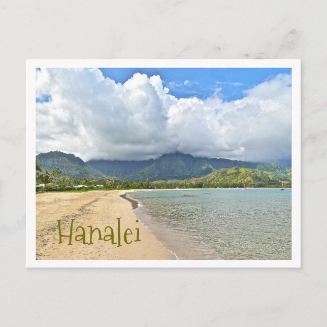 HANALEI BEACH WITH DRAMATIC CLOUD OVER MOUNTAINS POSTCARD (Front)