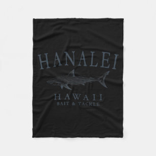 Hanalei hawaii shark retro slate art fishing fleece blanket