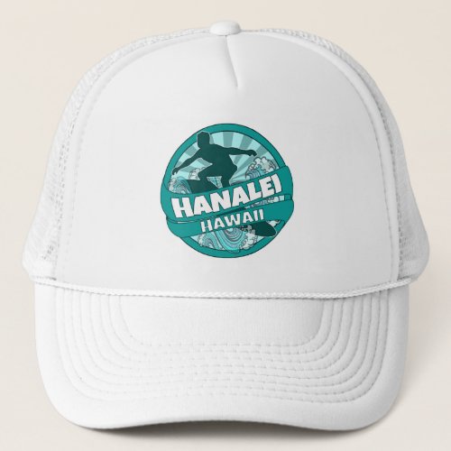 Hanalei Hawaii teal surfer logo hat