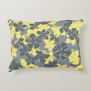 Hanalei Hawaiian Hibiscus Camo Floral Accent Pillow