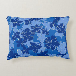 Hanalei Hawaiian Hibiscus Camo Floral Accent Pillow