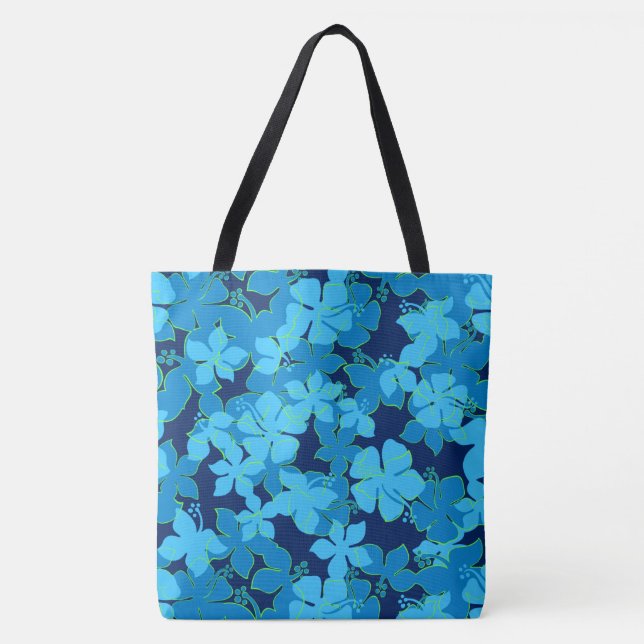 Hanalei Hawaiian Hibiscus Camo Floral Beach Bag (Front)