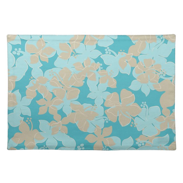 Hanalei Hawaiian Hibiscus Camo Floral Cloth Placemat (Front)