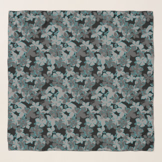 Hanalei Hawaiian Hibiscus Camo Floral Gray Scarf