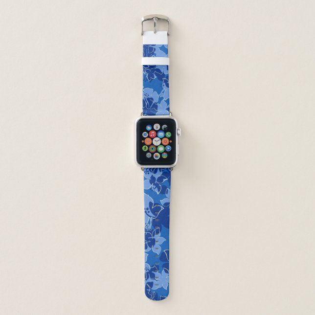 Hanalei Hawaiian Hibiscus Camo Floral Indigo Apple Watch Band (Front)