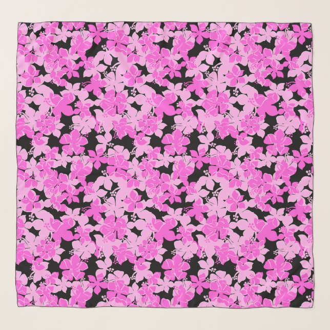 Hanalei Hawaiian Hibiscus Camo Floral Pink Scarf (Front)