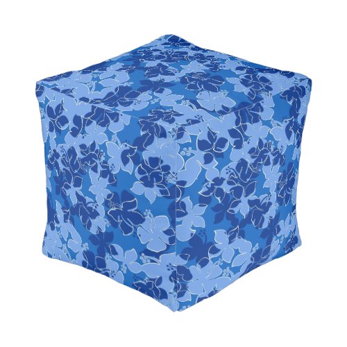 Hanalei Hawaiian Hibiscus Camo Floral Pouf