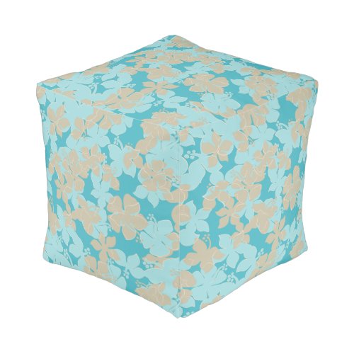 Hanalei Hawaiian Hibiscus Camo Floral Pouf