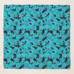 Hanalei Hawaiian Hibiscus Camo Floral Teal Scarf<br><div class="desc">Teal,  Purple and black colorway. Overlays of hibiscus flowers create a camo effect and are reminiscent of the flowers used in vintage aloha shirts in the sixties and seventies. These designs come in several colorways.</div>