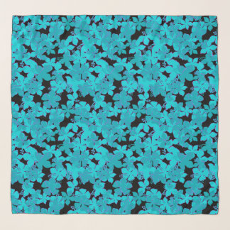 Hanalei Hawaiian Hibiscus Camo Floral Teal Scarf
