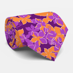Hanalei Hawaiian Hibiscus Floral Two-sided Printed Neck Tie