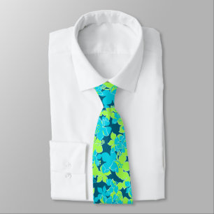 Hanalei Hawaiian Hibiscus Floral Two-sided Printed Neck Tie