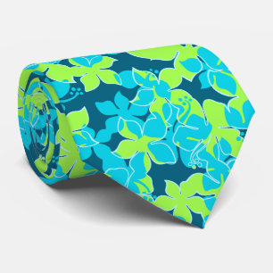 Hanalei Hawaiian Hibiscus Floral Two-sided Printed Neck Tie
