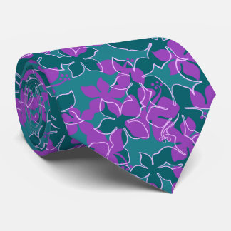 Hanalei Hawaiian Hibiscus Floral Two-sided Printed Tie
