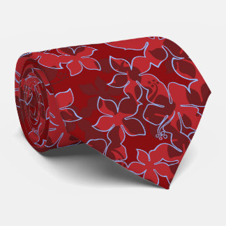 Hanalei Hawaiian Hibiscus Floral Two-sided Printed Tie