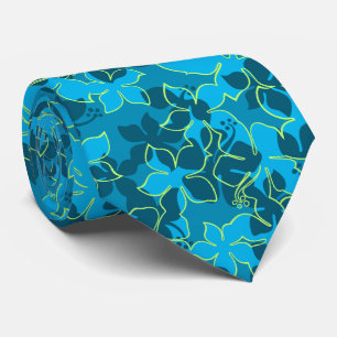 Hanalei Hawaiian Hibiscus Floral Two-sided Printed Tie