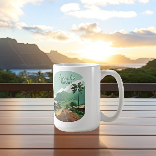Hanalei Kauai Hawaii Bay Mountains Green Coffee Mug