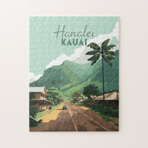 Hanalei Kauai Hawaii Bay Mountains Green Jigsaw Puzzle