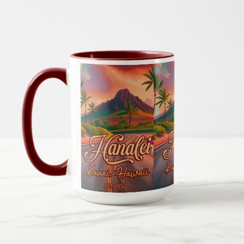 Hanalei Kauai Hawaii Retro Volcano Road 1950s Mug