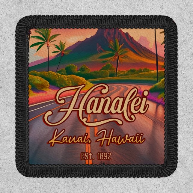Hanalei Kauai Hawaii Retro Volcano Road 1950s Patch (Front)