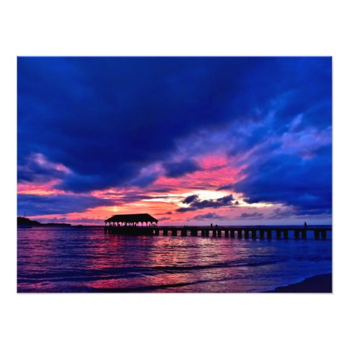 Hanalei Pier at Sunset _ Kauai Hawaii Photo Print