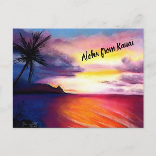 Hanalei Sunset Postcard