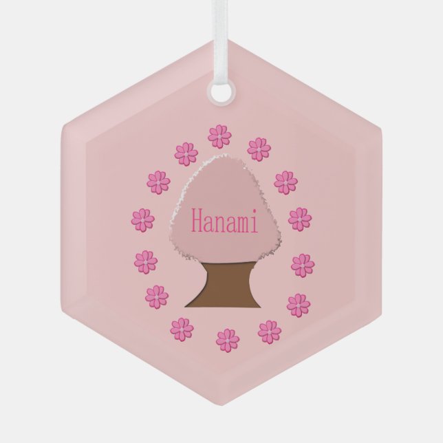 Hanami Japanese Cherry Tree Glass Ornament (Front)