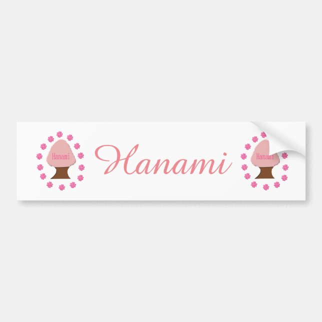 Hanami Japanese Cherry Tree Personalized Bumper Sticker (Front)