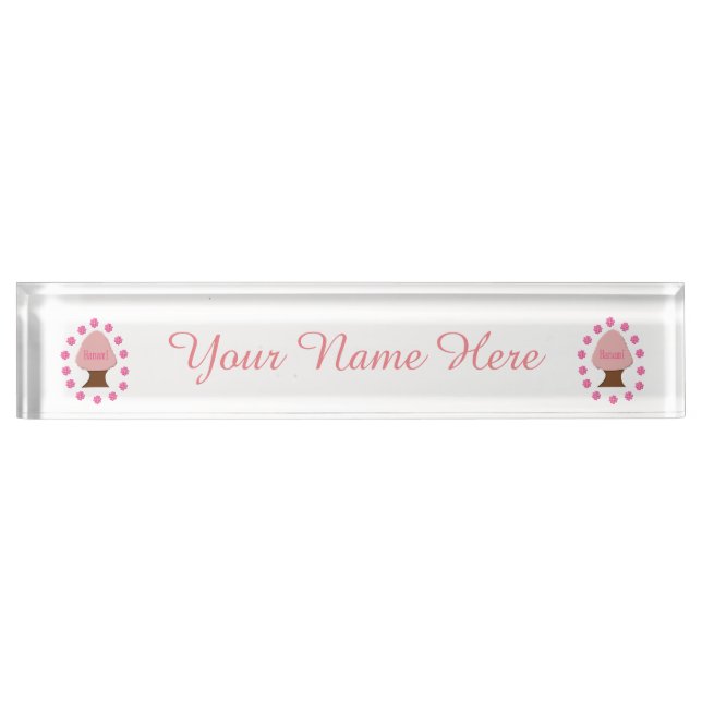Hanami Japanese Cherry Tree Personalized Desk Name Plate (Front)