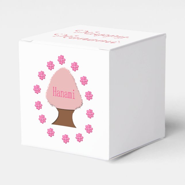 Hanami Japanese Cherry Tree Personalized Favor Boxes (Front Side)