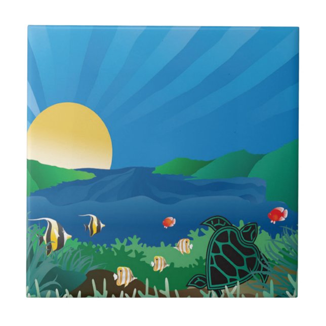 Hanauma Bay Hawaii Ceramic Tile (Front)