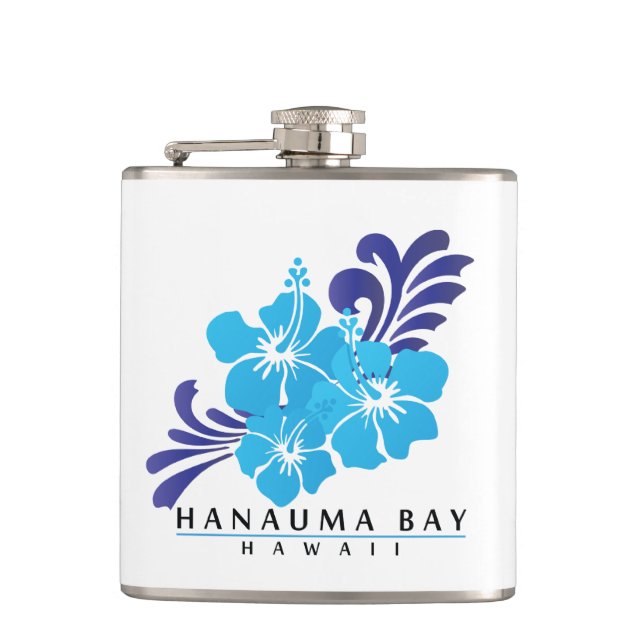 Hanauma Bay Hawaii Hibiscus Flowers Flask (Front)