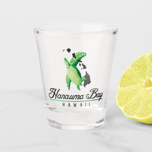 Hanauma Bay Hawaii islands turtle Shot glass