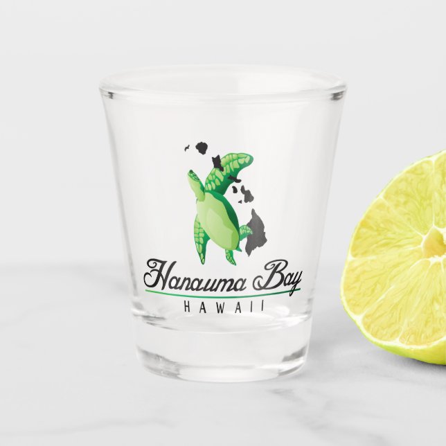 Hanauma Bay Hawaii islands turtle Shot glass (Front)
