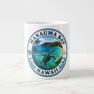 Hanauma Bay Hawaii Retro Travel Logo Giant Coffee Mug