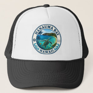 Hanauma Bay Hawaii Retro Travel Logo  Trucker Hat