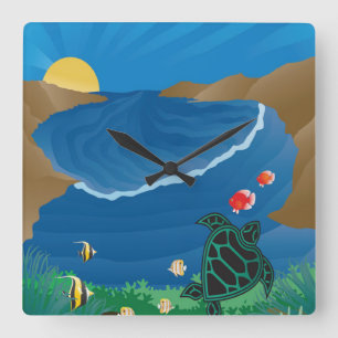 Hanauma Bay Hawaii Square Wall Clock