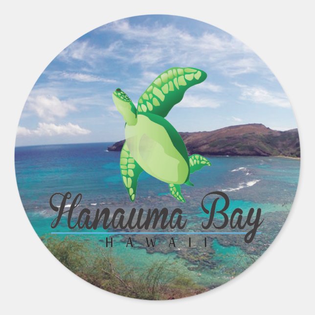 Hanauma Bay Hawaii Turtle Classic Round Sticker (Front)