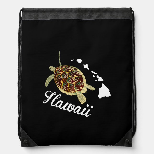 Hanauma Bay Hawaii Turtle Drawstring Bag (Front)
