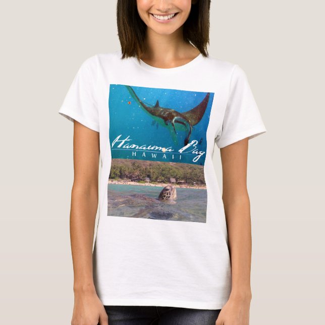 Hanauma Bay Oahu Hawaii Manta Ray and Turtle T-Shirt (Front)