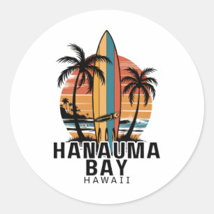 Hanauma Y Hawaii Surfing Surfer Classic Round Sticker
