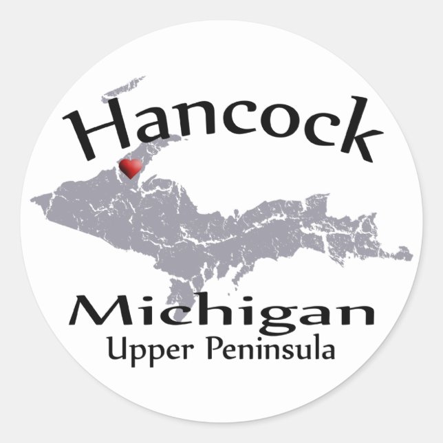Hancock Michigan Heart Map Design Sticker (Front)