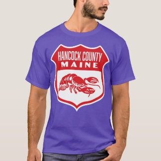 HanCounty Maine Retro  Shield Red T-Shirt