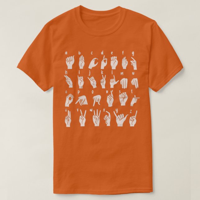 Hand Alphabet American Sign Language Teacher T-Shirt (Design Front)