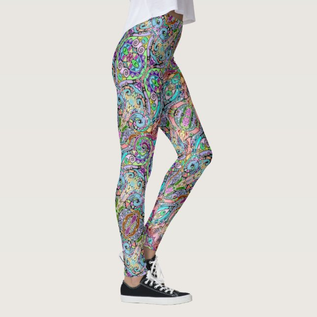 Hand And Digitally Painted Pattern Art 10 Leggings (Right)