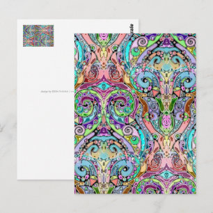 Hand And Digitally Painted Pattern Art 10 Postcard