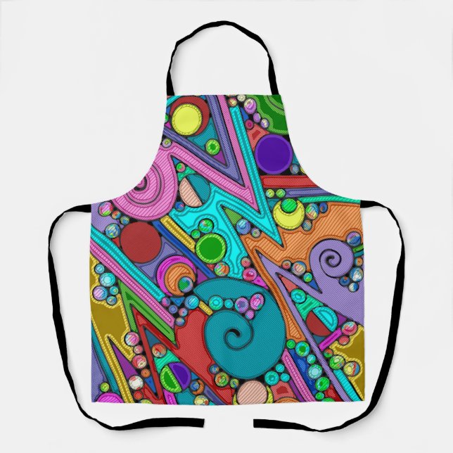 Hand And Digitally Painted Pattern Art 12 Apron (Front)
